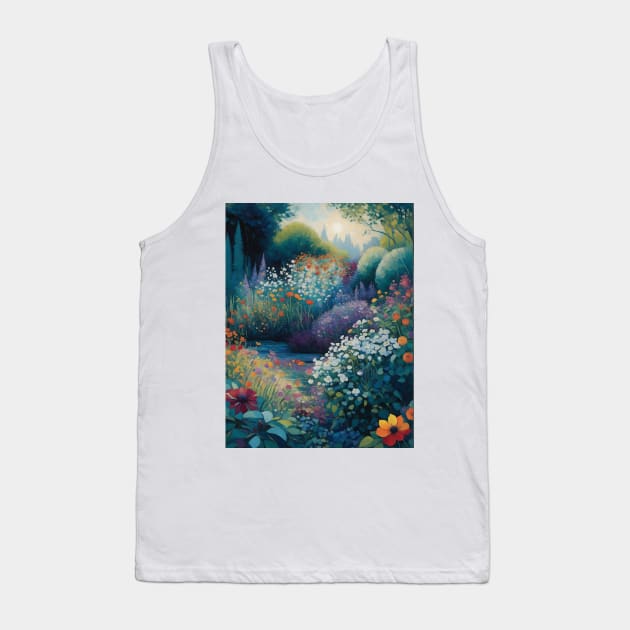 Magic meadow with spring blooming trees. Tank Top by Anik Arts